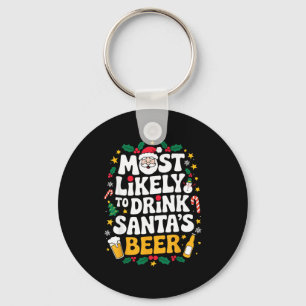 Grandpa Christmas Men Dad Most Likely To Drink San Keychain