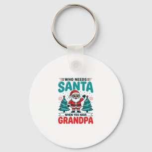 Grandpa Christmas Santa Family Keychain