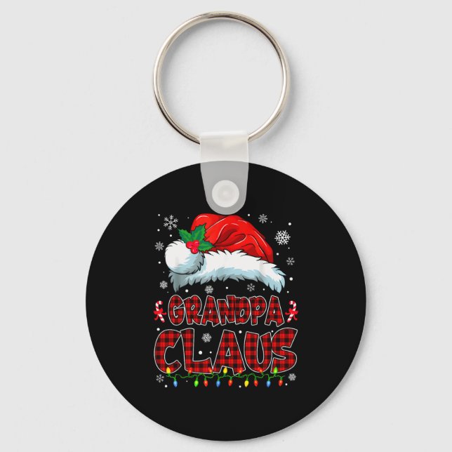 Grandpa Claus Christmas Lights Pajama Family Group Keychain (Front)