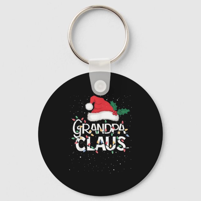 Grandpa Claus Christmas Lights Pajama Family Match Keychain (Front)