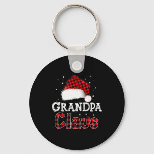 Grandpa Claus Christmas Red Plaid Pajama Family Ma Keychain