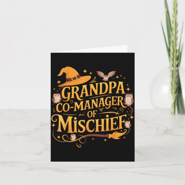 Grandpa Co-manager Of Mischief Birthday Family Mat Card (Front)