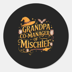 Grandpa Co-manager Of Mischief Birthday Family Mat Classic Round Sticker