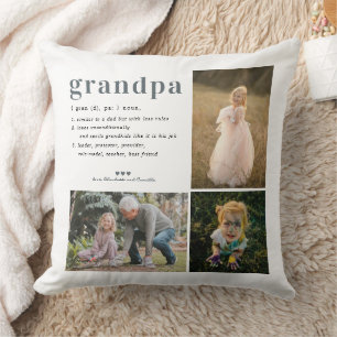 Grandpa Definition 3 Photo Collage Pillow