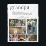 Grandpa Definition | 8 Photo Collage Blanket<br><div class="desc">Modern 8 photo collage blanket. Featuring a sweet definition of what a Grandpa is with room for custom message, names and/or year. These are Father’s Day gifts that are perfect for any dad. A gift that he will treasure for a lifetime! Can be customized for any moniker - papa, pépé,...</div>