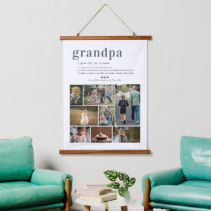 Grandpa Definition   8 Photo Collage Hanging Tapestry