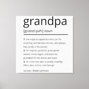 Grandpa Definition, Custom Grandpa Gift Birthday Canvas Print