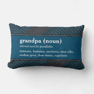 Grandpa dictionary definition custom text blue  lumbar pillow