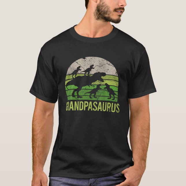 Grandpa Dinosaur Dad Gift Tee Funny 4 Four Kid Gra (Front)