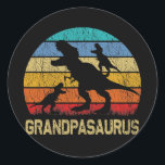Grandpa Dinosaur T Rex Grandpasaurus 2 kids Classic Round Sticker<br><div class="desc">Grandpa Dinosaur T Rex Grandpasaurus 2 kids Family Matching Gift. Perfect gift for your dad,  mom,  papa,  men,  women,  friend and family members on Thanksgiving Day,  Christmas Day,  Mothers Day,  Fathers Day,  4th of July,  1776 Independent day,  Veterans Day,  Halloween Day,  Patrick's Day</div>