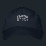 Grandpa Est 2024 Embroidered Baseball Cap<br><div class="desc">Embroidered Grandpa Est 2024 baseball cap. The text is in a white. This grandpa est. 2024 cap would make a unique grandpa announcement,  Christmas gift for grandpa,  birthday gift for grandpa and more.</div>