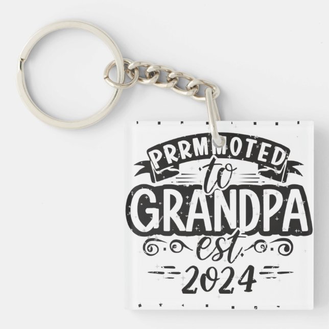 grandpa est 2024, Promoted To Grandpa Est. 2024  Keychain (Front)