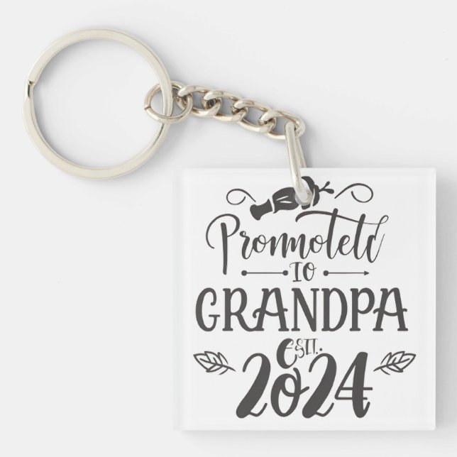 grandpa est 2024, Promoted To Grandpa Est. 2024  Keychain (Front)