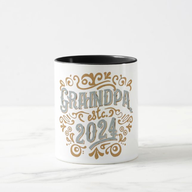 grandpa est 2024, Promoted To Grandpa Est. 2024 Mug (Center)