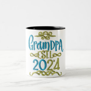 grandpa est 2024, Promoted To Grandpa Est. 2024 Two-Tone Coffee Mug