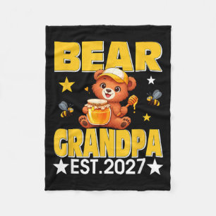 Grandpa Est 2027 Floral Bow Tie Mothers Day Bear Fleece Blanket