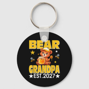 Grandpa Est 2027 Floral Bow Tie Mothers Day Bear Keychain