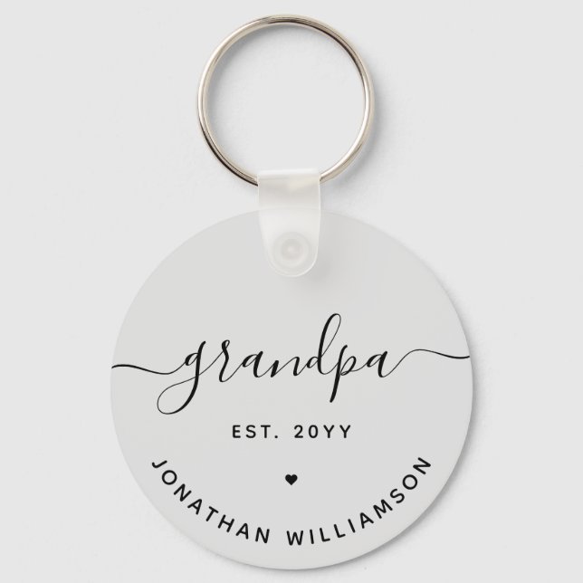 Grandpa Est Custom New Grandpa Gifts Keychain (Front)