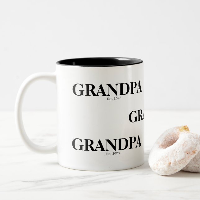 Grandpa Est Modern  Two-Tone Coffee Mug (With Donut)