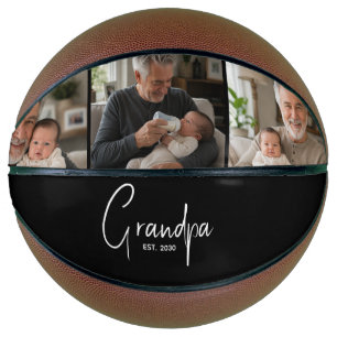 Grandpa Established 3 Photo Black Basketball