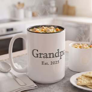 Grandpa Established Black Bold Minimal Text White Two-Tone Coffee Mug