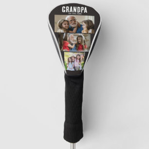 Grandpa established black grunge script 3 photo golf head cover