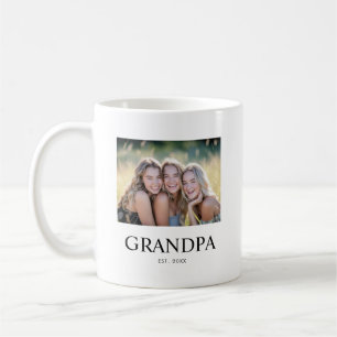 Grandpa Established Black White Modern Photo  Coffee Mug