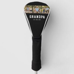 Grandpa Established Bold Modern Black 3 Photo Golf Head Cover