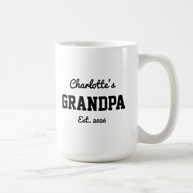Grandpa Established Bold Modern Name Coffee Mug (Right)