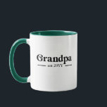 Grandpa established Custom Grandpa Mug<br><div class="desc">This Grandpa mug features the text Grandpa In a bold typeface and allows you to enter the year. these are a great mother's day gift or even a great birth announcement! We also have a Gigi, Grandma, and Papa version! call your grandparents by something else - just shoot us a...</div>