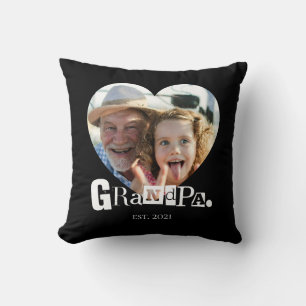 Grandpa Established Grandfather Photo Gift Throw Pillow