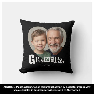 Grandpa Established Grandfather Photo Gift Throw Pillow