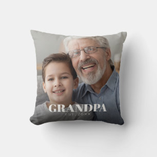 Grandpa Established Grandparents Day Photo Throw Pillow