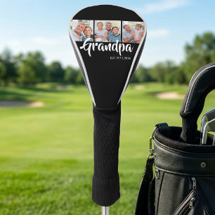 Grandpa Established Modern Bold Script 3 Photo Golf Head Cover