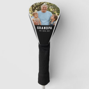 Grandpa Established Modern Bold White Photo Golf Head Cover