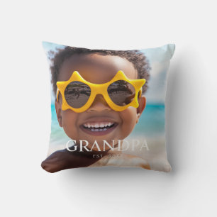 Grandpa Established Modern Minimalist Photo Throw Pillow