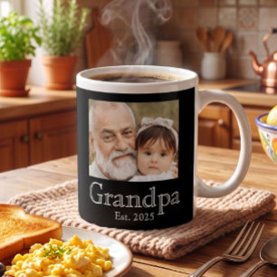 Grandpa Established Photo Black Bold Minimal Coffee Mug
