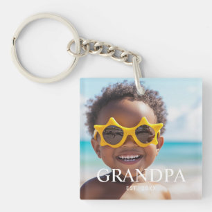Grandpa Established Photo Father's Day Keychain