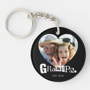 Grandpa Established Photo Gift For Grandfather Keychain