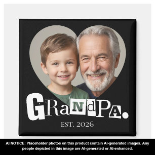 Grandpa Established Photo Gift For Grandfather Magnet