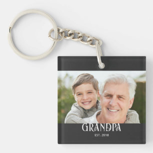 Grandpa Established Photo Gift Keychain