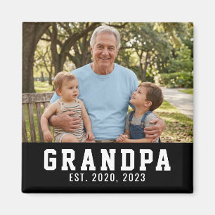 Grandpa Established Photo Gift  Magnet
