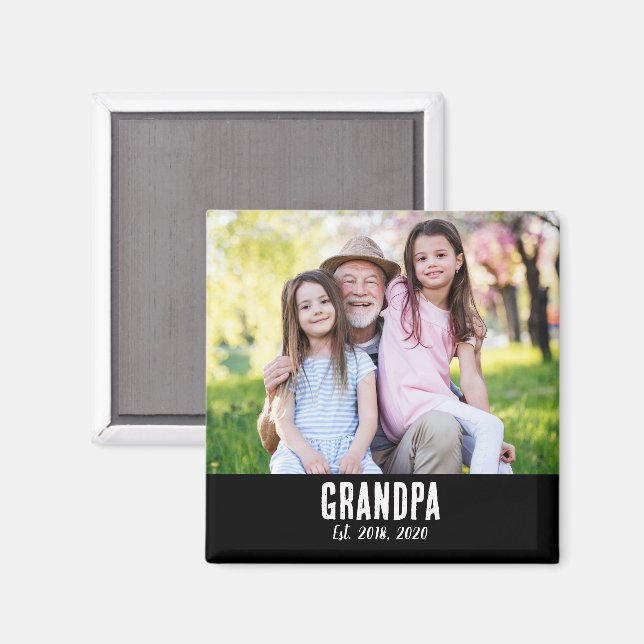 Grandpa Established Photo Gift Magnet (Front/Back)