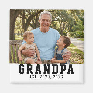 Grandpa Established Photo Gift  Magnet