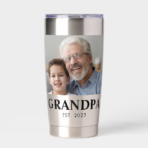 Grandpa Established Photo Grandparents Day Insulated Tumbler