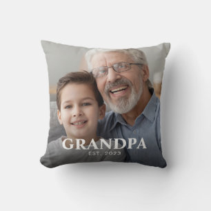 Grandpa Established Photo Grandparents Day Throw Pillow
