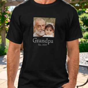 Grandpa Established Photo White Bold Minimal Text T-Shirt