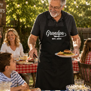 Grandpa Established Typography New Grandpa Gift Apron