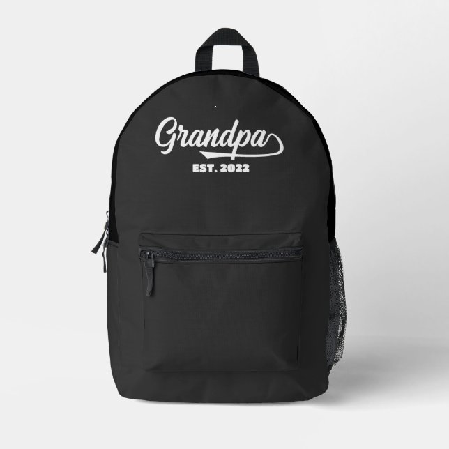 Grandpa Established Typography New Grandpa Gift Printed Backpack (Front)