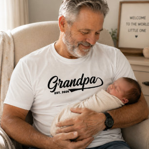 Grandpa Established Typography New Grandpa Gift T-Shirt